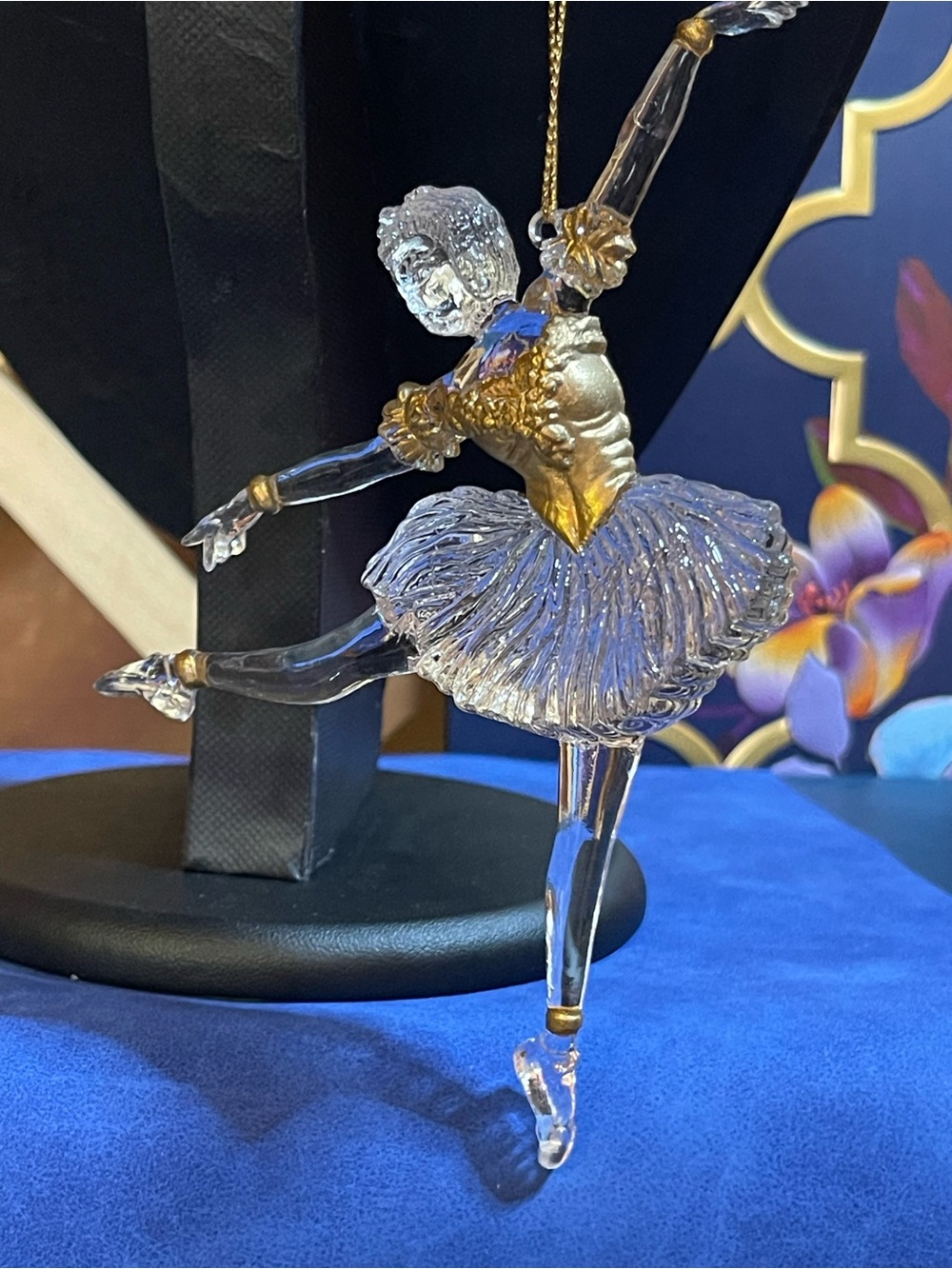 Lenox Clear Acrylic Ballerina Ornament with Gold accents/ Gold Charm Tag